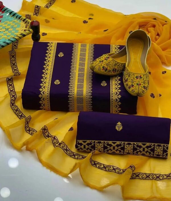 3 Pcs Women Unstitched Embroidered suit