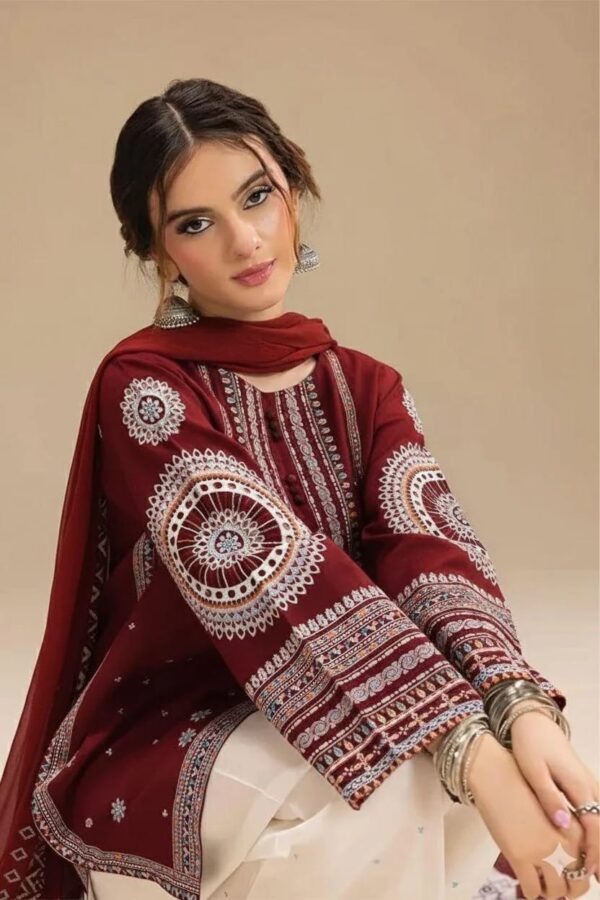 3 Pcs Womens Unstitched Embroidered Suit
